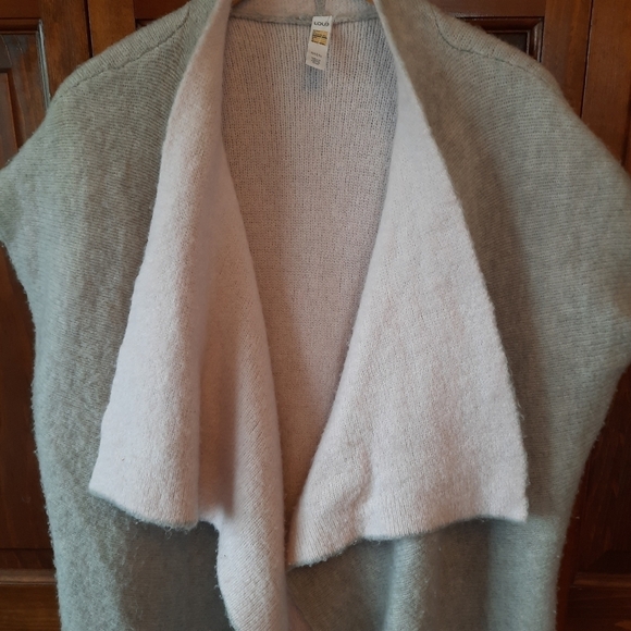 Lole Freddie Riverstone Two Tone gray blush pink wool blend sleeveless cardigan - Picture 6 of 14